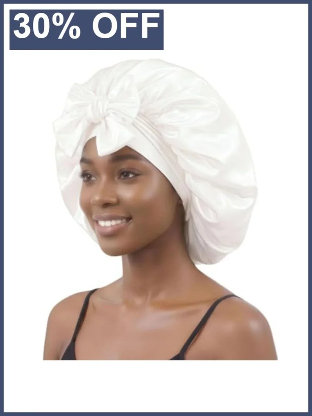 Satin Sleep Bonnet for Curly Hair Adjustable Tie Band All-Night Protection